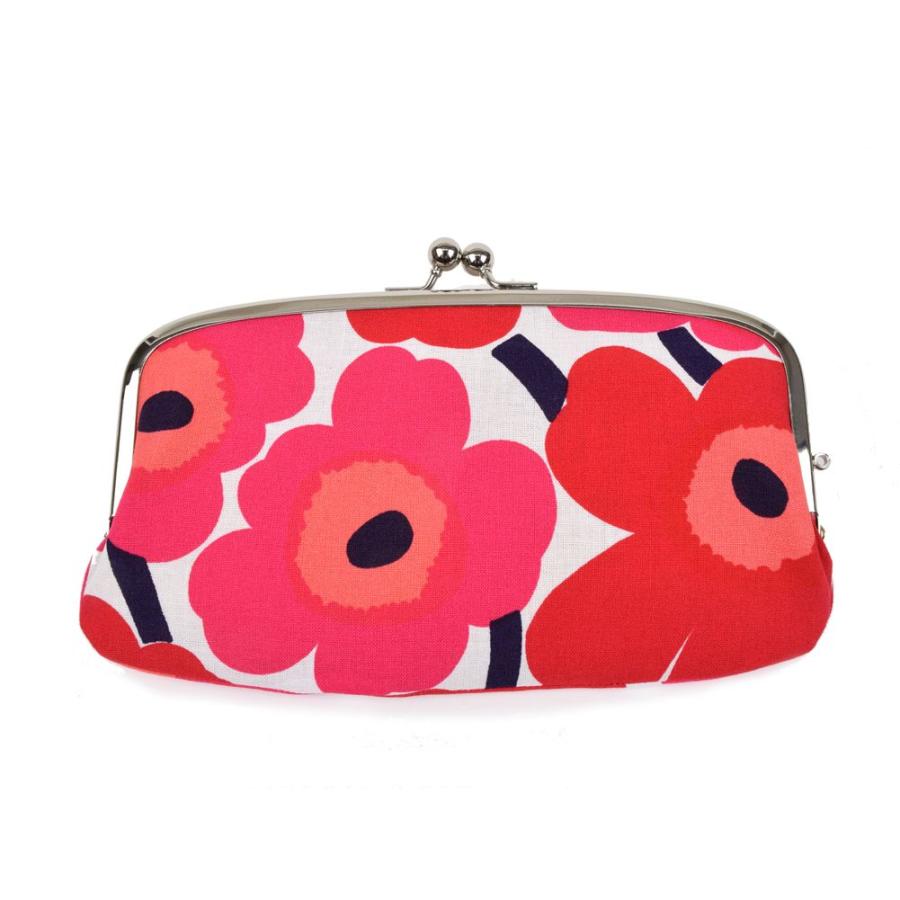 2点までメール便OK がま口 親子 長財布 マリメッコ生地 花柄 赤