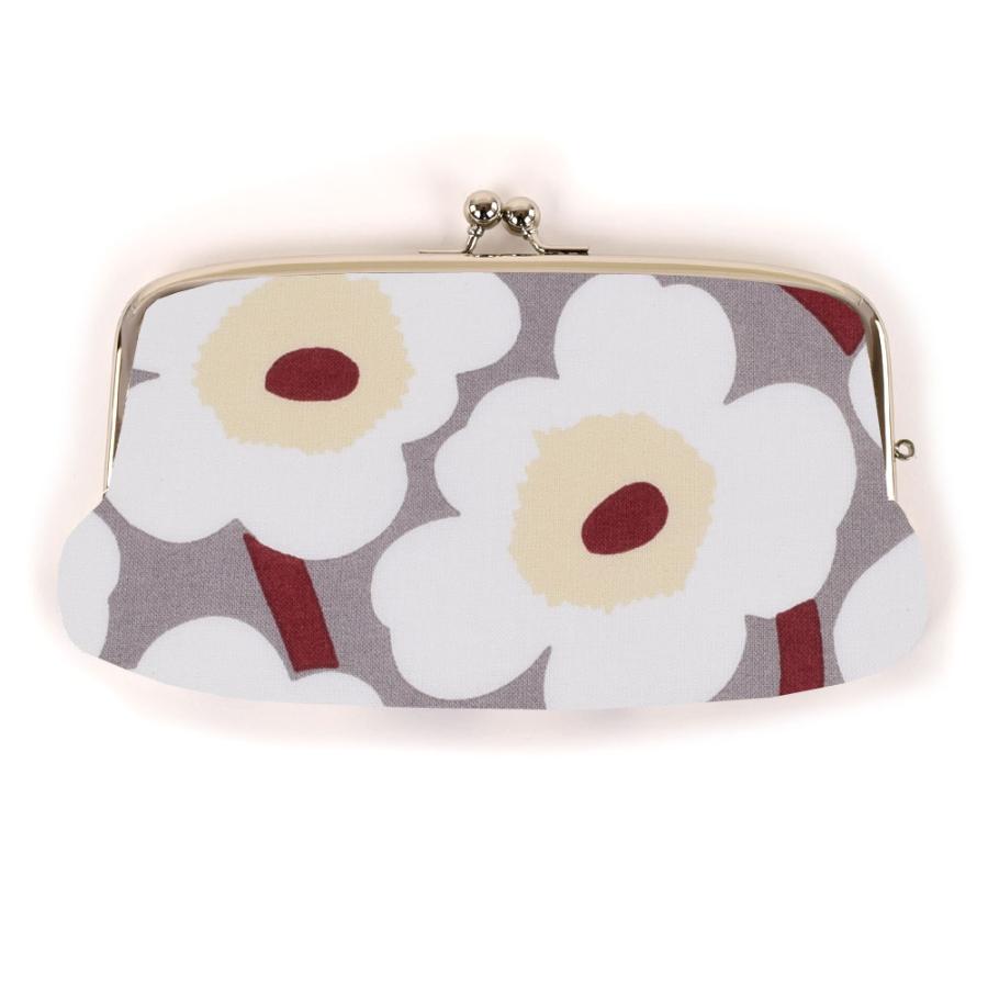 2点までメール便OK がま口 親子 長財布 マリメッコ生地 花柄 グレー