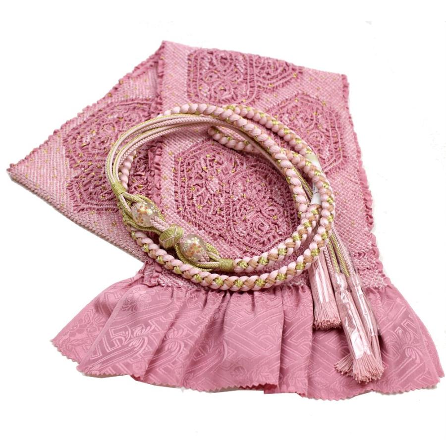 振袖用 帯締め帯揚げセット ピンク 帯締め 帯揚げ 帯締 帯揚 総絞り