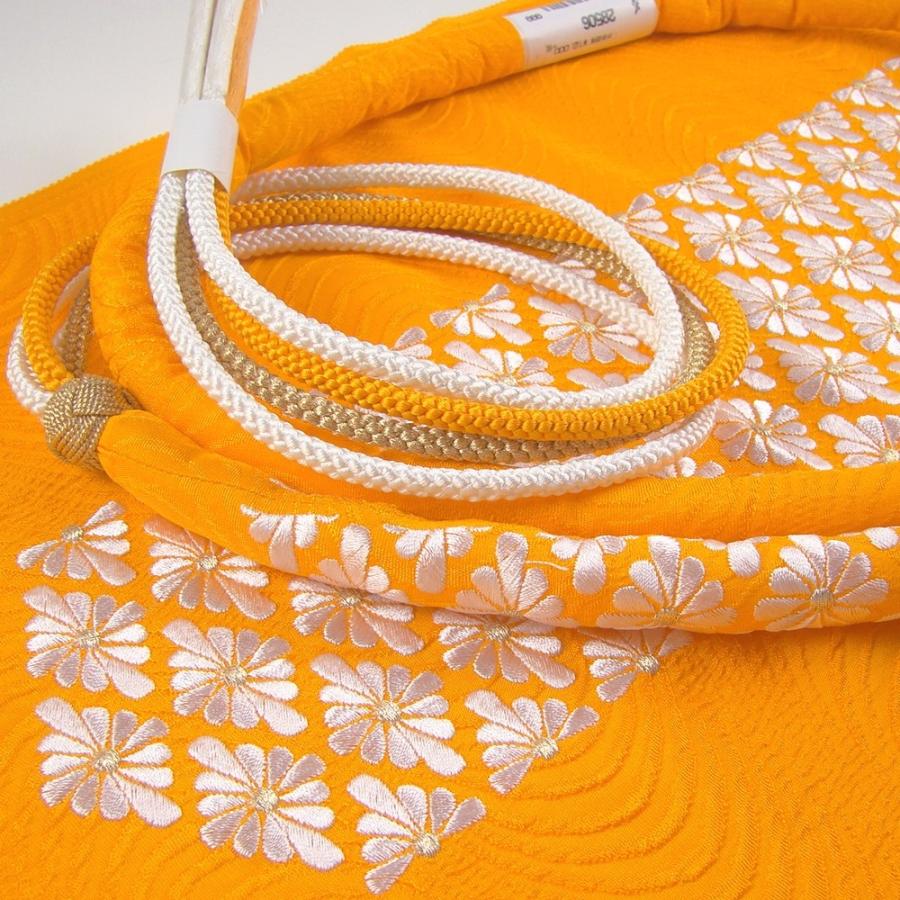calla 菊菱刺繍帯締め帯揚げセット 新しい季節 オレンジ 帯締め ◆高品質 総絞り 帯揚げ 成人式