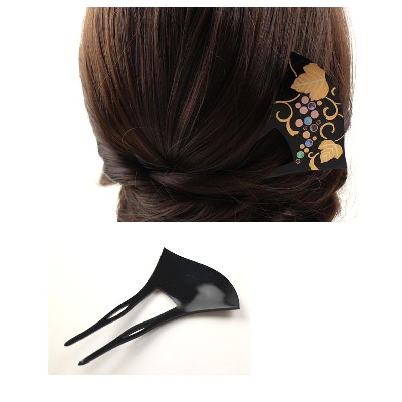 髪飾り 留袖 結婚式 成人式 和装 バチ型螺鈿簪 かんざし 葡萄