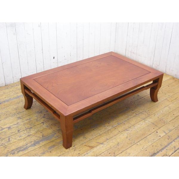 総欅座卓テーブル・豪華ケヤキ・W121cm・中古品・135583 : リサイクル