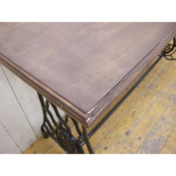 アンティーク木製テーブル 足踏みミシン脚 アンティーク・ミシン脚テーブル・W120cm・工業系・143284 古い ミシン