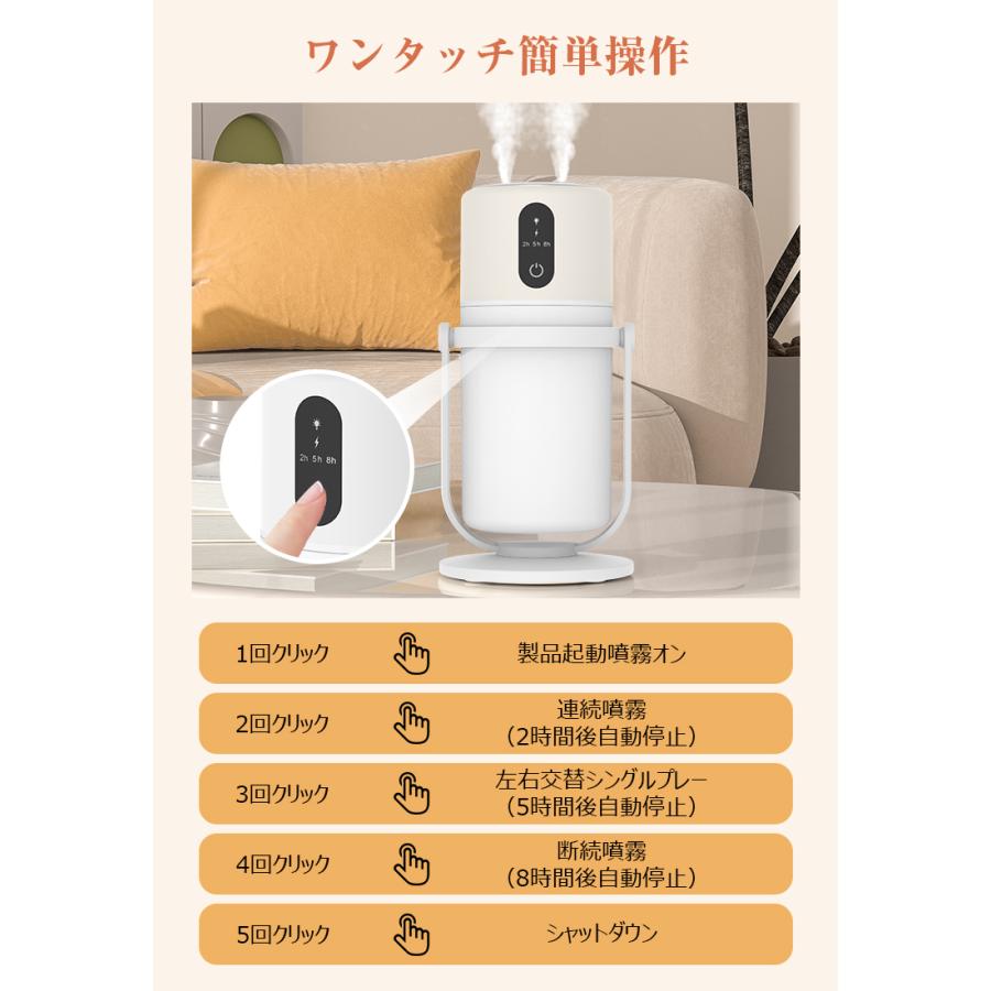 卓上加湿・噴霧器【安心2年保証】 コードレス 加湿器 卓上 超音波式 小型 卓上加湿器 ダブル噴霧 USB充電