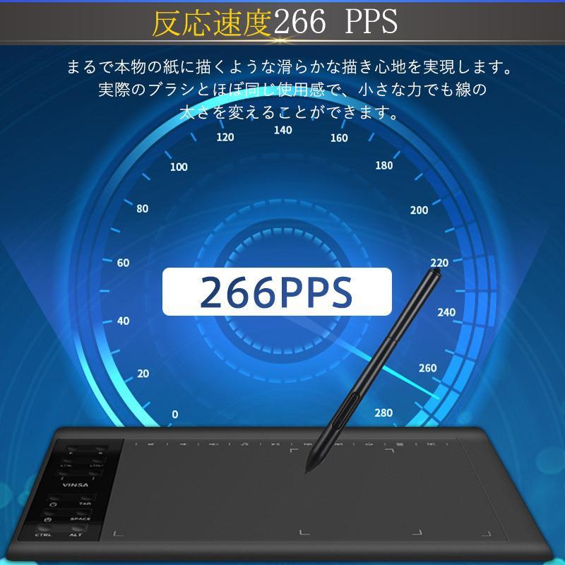 ペンタブレット 10×6インチ 8192レベル筆圧検知 60°傾き検知機能