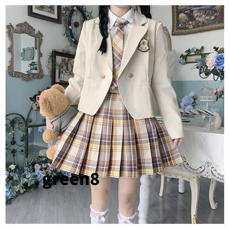 女子高生 制服 5点セット ブレザー スカート チェック柄 長袖シャツ JK