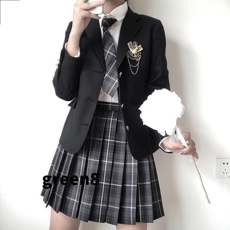女子高生 制服 5点セット ブレザー スカート チェック柄 長袖シャツ JK