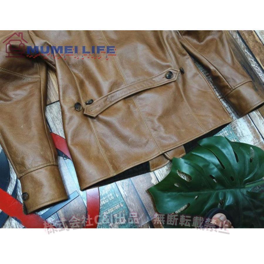 高品質 カウハイド 復刻50's カーコート レザージャケット ナチュラル