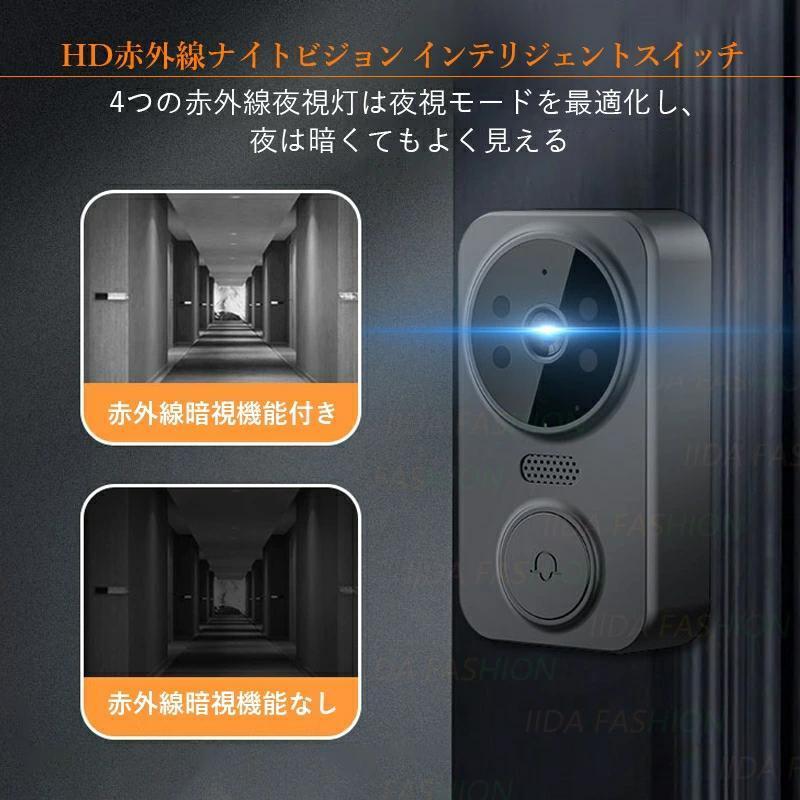 インターホン 32GBカード付き ワイヤレス 工事不要 テレビドアホン 通話 インターフォン 玄関 チャイム 防犯 カメラ付き 録画機能 音 セット 呼出 ドアベル 介護の画像