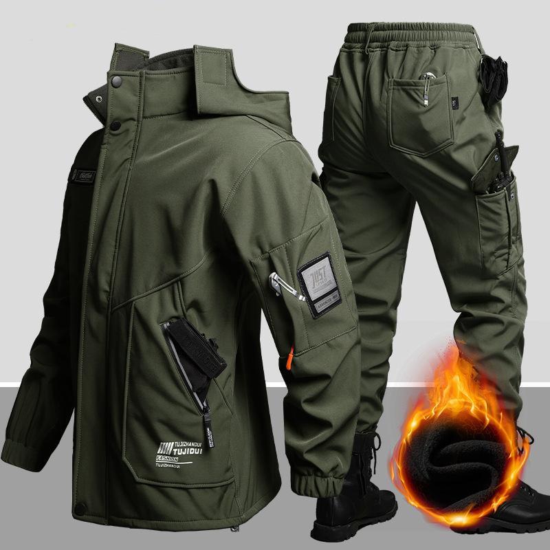 防寒 作業服 裏起毛 上下セット 厚手 裏ボア ジャケット ウインド