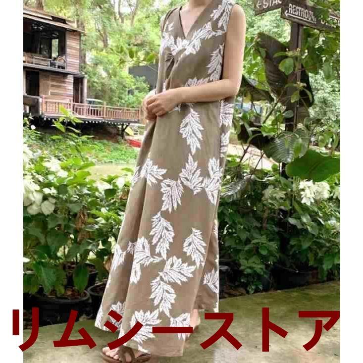 サマードレス 多用途ドレス ムームー ルーズ ノースリーブ ハワイアン