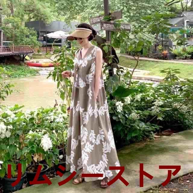 サマードレス 多用途ドレス ムームー ルーズ ノースリーブ ハワイアン