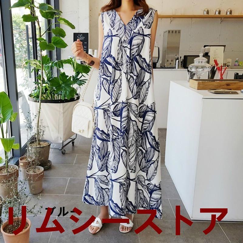 サマードレス 多用途ドレス ムームー ルーズ ノースリーブ ハワイアン