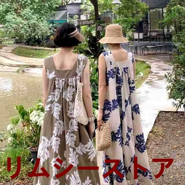 サマードレス 多用途ドレス ムームー ルーズ ノースリーブ ハワイアン