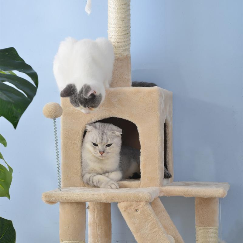 キャットタワー 据え置き 麻紐全高155cm【ベージュ】 : 楽工房 - 通販