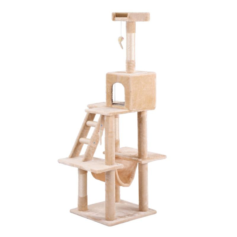猫用品 全高155cm　キャットタワー　据え置き　ベージュ キャットタワー 据え置き 麻紐全高155cm【ベージュ】 : 楽工房 - 通販