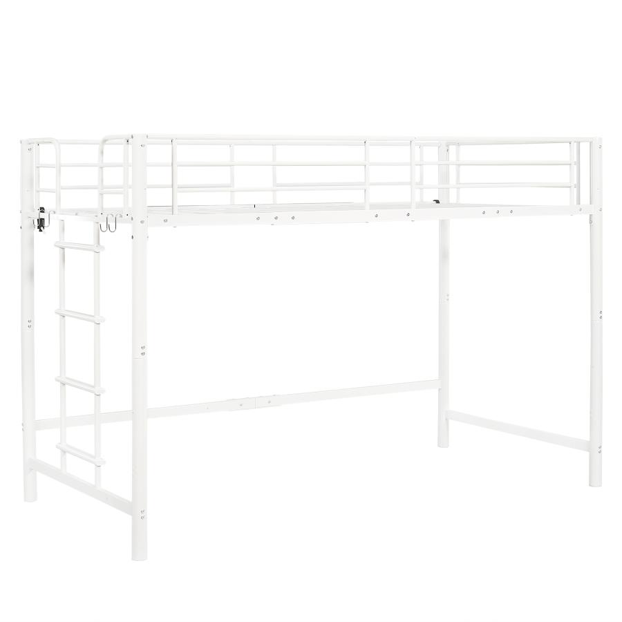 【高さ140cm】システムベッド 　耐荷重150kg　スチール 　WHITE 高さ140cm】ロフトベッド パイプベッド シングル 耐荷重150kg システム