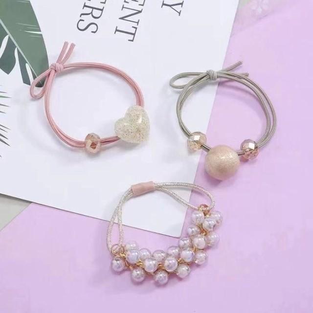 シンプルで可愛い 手軽に留められる ヘアゴム 3点 セット ヘアアクセサリー 髪留め おしゃれ おとな シンプル 宅配便送料無料