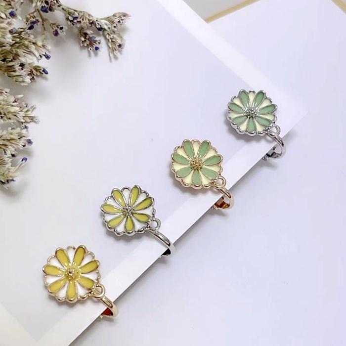 イヤリング ネジバネ式 フラワー形 エポ カン付き 約13x11mm【2ヶ 