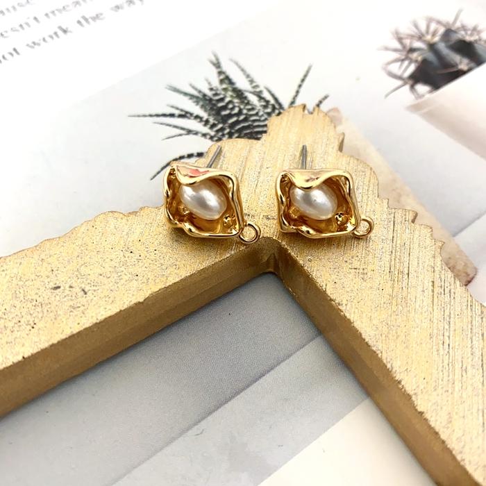 ピアス金具 不規則 デザインポストピアス パール サージカルステンレス 