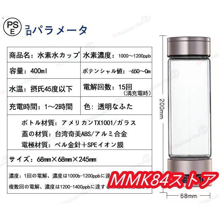 水素吸入器 水素生成器 1000-1400ppb 高出力 純度99.9%以上 水素ボトル