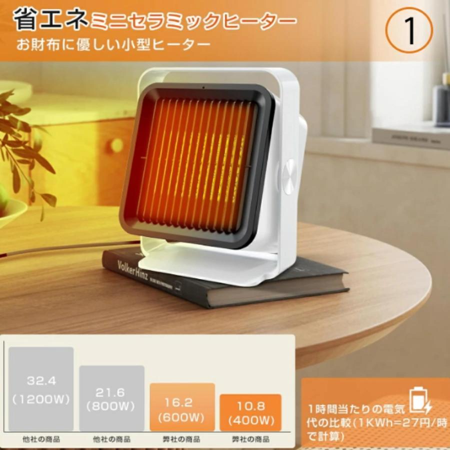セラミックファンヒーター 小型 卓上 ヒーター 足元 省エネ 静音