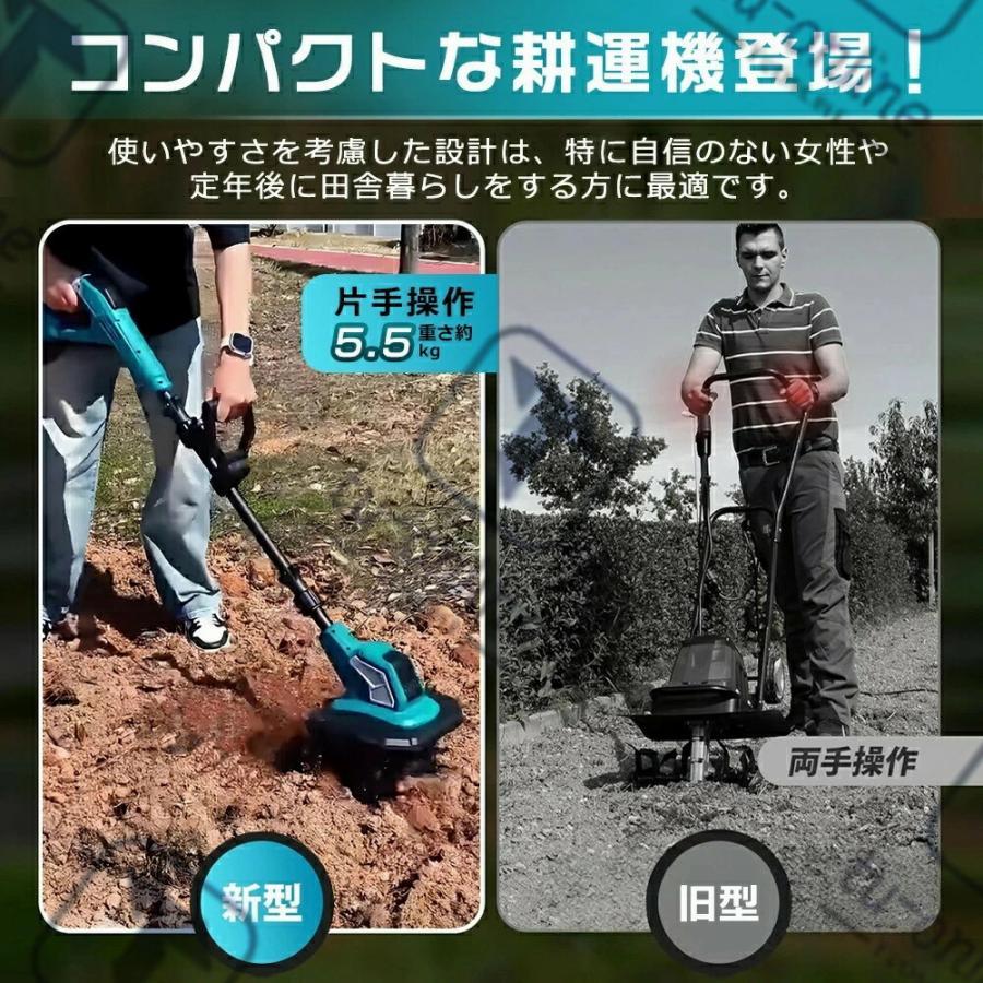 家庭用電動耕運機(超美品！) 女性でも操作超簡単！ 2026最新型] 電動耕うん機 コードレス充電式耕運機 家庭用 850W強力