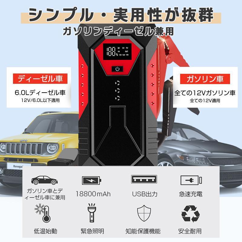 ジャンプスターター 12V車用エンジンスターター ブースターケーブル