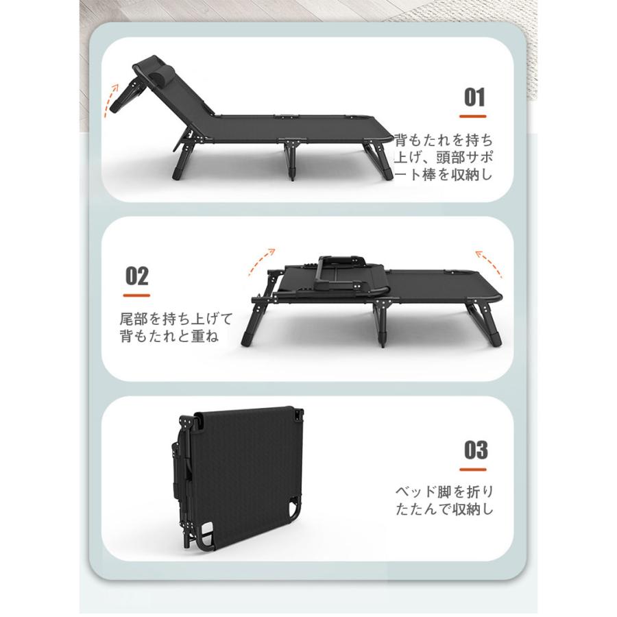 折りたたみ ベッド 4段リクライニング コンパクト 耐荷重200kg コット