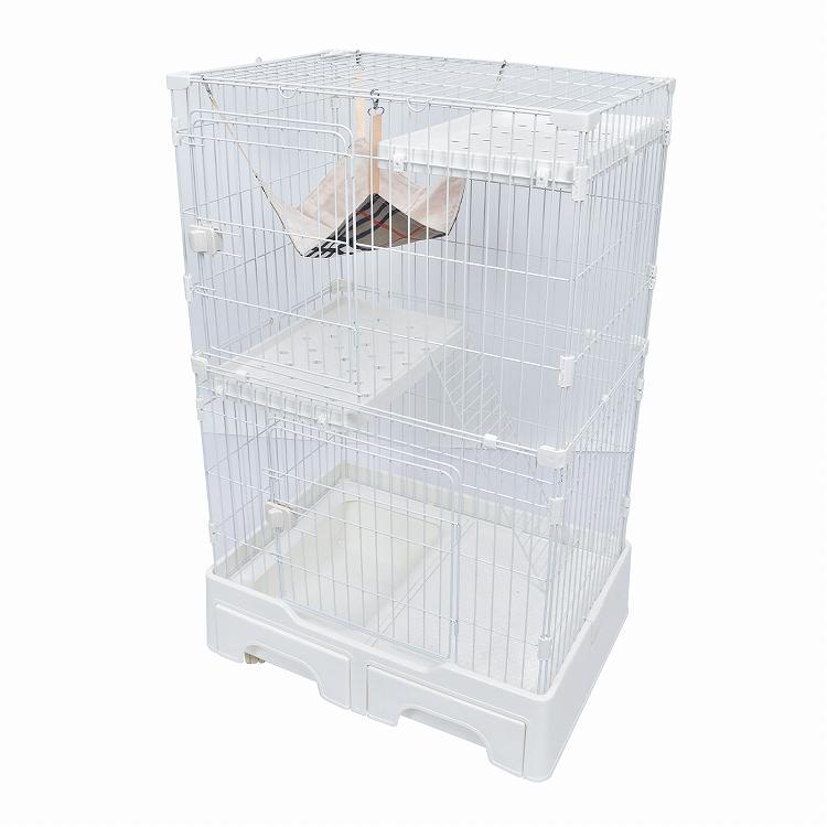キャットケージ 猫ケージ 猫ハウス ハンモック付 トイレ付き 引き出し