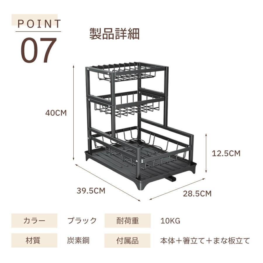 クーポン配布中】多機能 食器水切りラック 水切りかご 3段式 食器乾燥