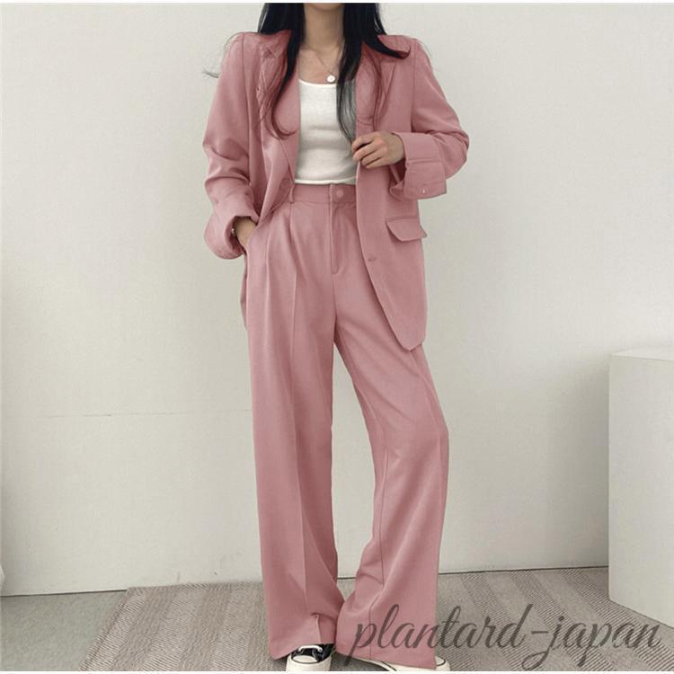 スーツ セットアップ パンツスーツ レディース ロングパンツ