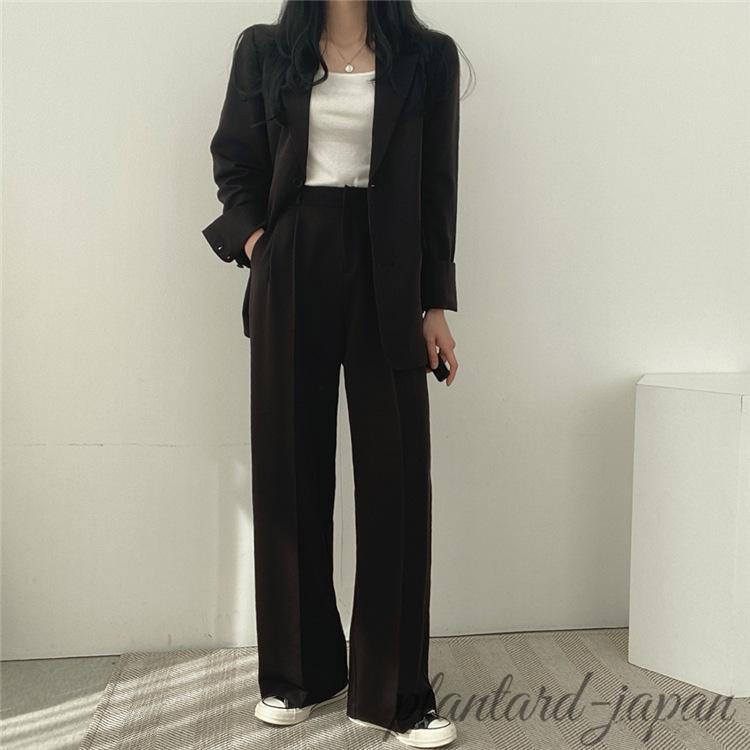 スーツ セットアップ パンツスーツ レディース ロングパンツ