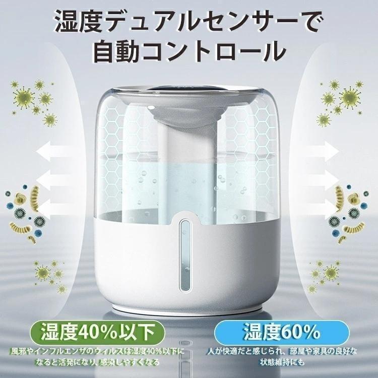 加湿器 卓上 小型 大容量 6.8L 湿度測定 おしゃれ スチーム3段階 超