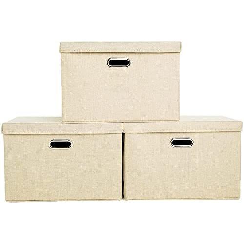 家具 インテリア 22新生活 収納ボックス 収納ケース 洗える 折りたたみボックス ふた付き ボックス 取っ手付き 衣類 書類 おもちゃ 雑貨 布 収納 3個セット Lサイズ クレ Knw1oyg87n Freshinter Co Th