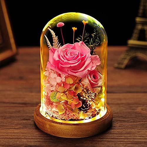 3カラー 薔薇 ローズ ピンク 可愛い バラ プリザーブドフラワー 花 ロマンティック ブリザードフラワー 木製ベース Ledライト付き ガラスドーム 優先配送 Themtransit Com