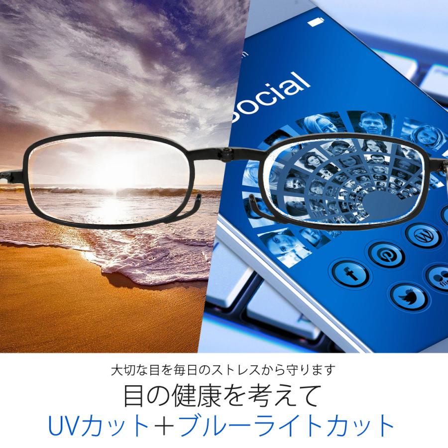 折りたたみ式 折り畳み 老眼鏡 ブルーライトカット PCメガネ 軽い