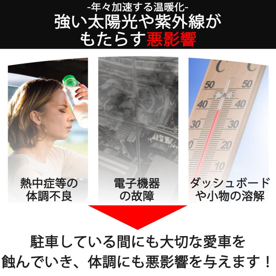 サンシェード サンシェイド 車 軽自動車 車用 縦70cm×横120cm〜150cm 日よけ パッと開く フロントガラス 置くだけ 収納袋付き｜rakumy｜03