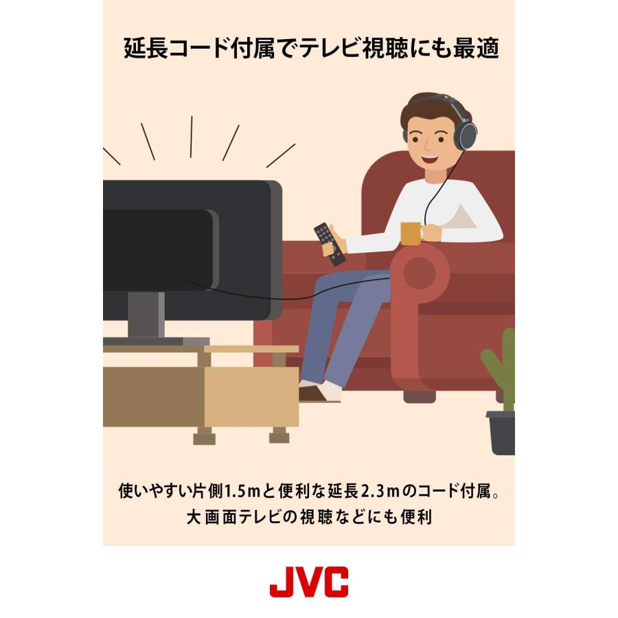JVCケンウッド JVC HA-RZ510 ヘッドホン 有線 密閉型 ステレオ ブラック 室内用(テレビ・ゲーム向け) 1.2m+延長2.3mコード｜rakuraku222｜02