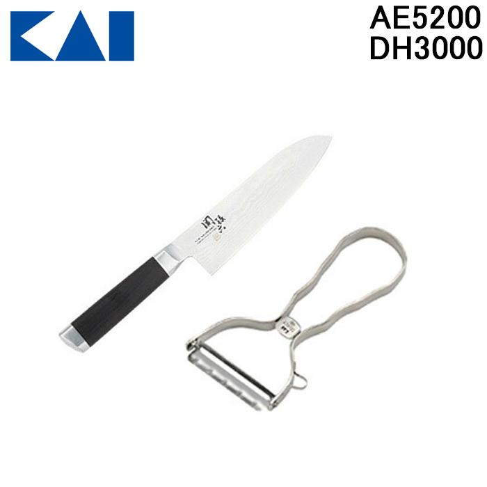 貝印 (送料無料)貝印 AE5200・DH3000 関孫六 ダマスカス 三徳包丁