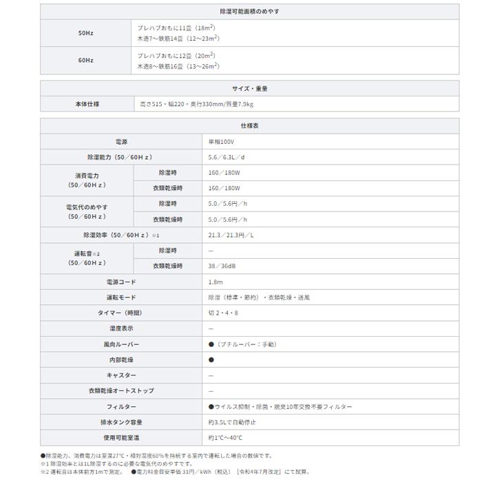 コロナ CD-P6324-W コンプレッサー式衣類乾燥除湿器 Pシリーズ 除湿量1日6.3L (木造7〜鉄筋14畳) 2024年モデル 日本製 100V ホワイト (CD-P6323の後継品) CORONA｜rakurakumarket｜06