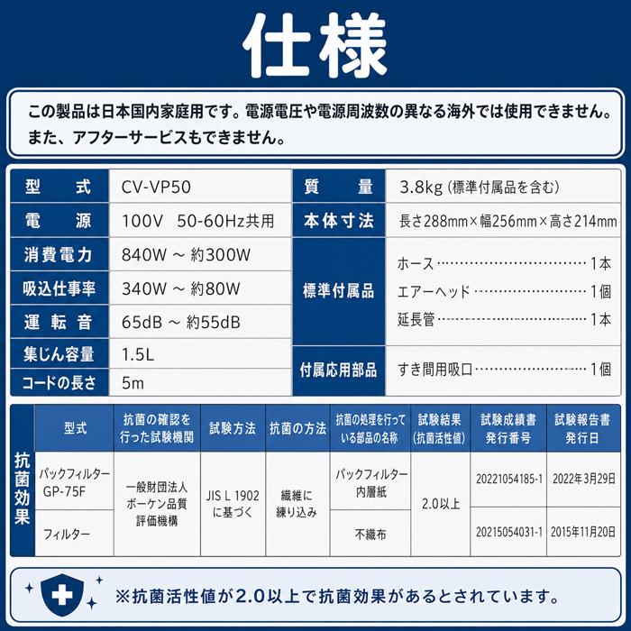 かるパック 日立 CV-VP50(H) 紙パック式掃除機 キャニスター型 強力