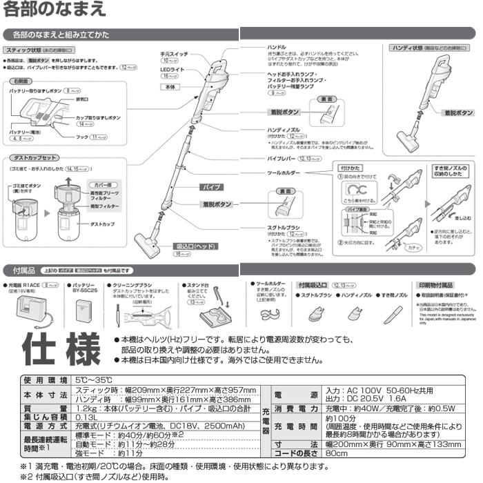 RACTIVE Air シャープ EC-AR10-B コードレススティック掃除機 ブラック