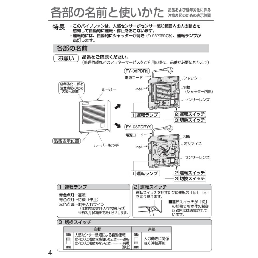 Panasonic（パナソニック） FY-08PDR9 パイプファン 人感センサー付