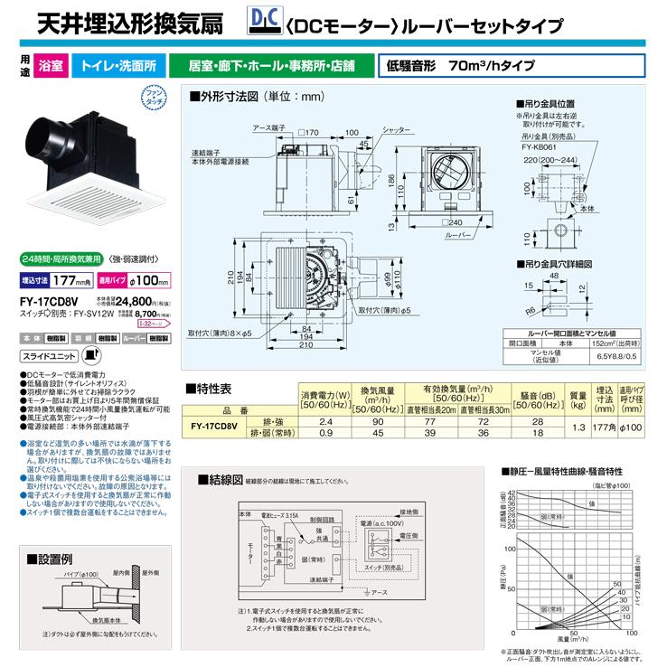 Panasonic（パナソニック） FY-17CD8V 天井埋込形換気扇 DCモーター