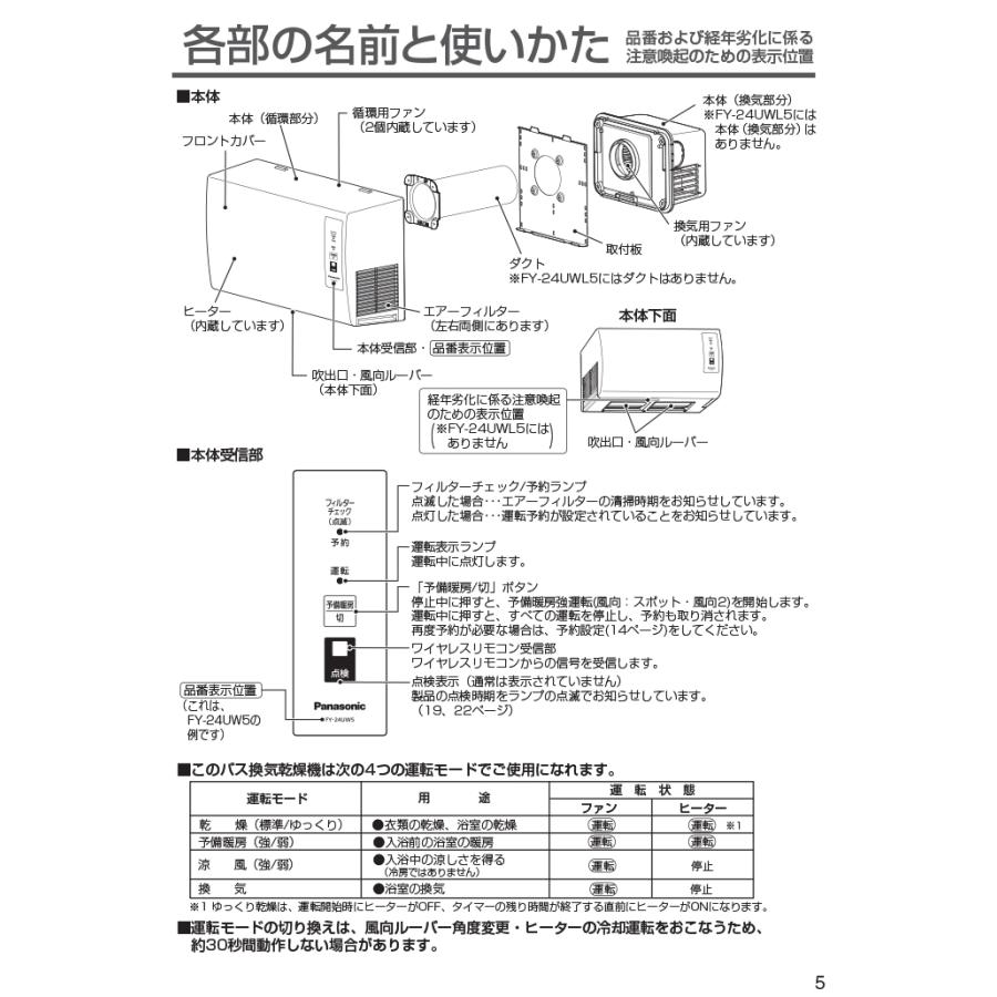 Panasonic（パナソニック） FY-24UWL5 バス換気乾燥機 壁掛形 電気式