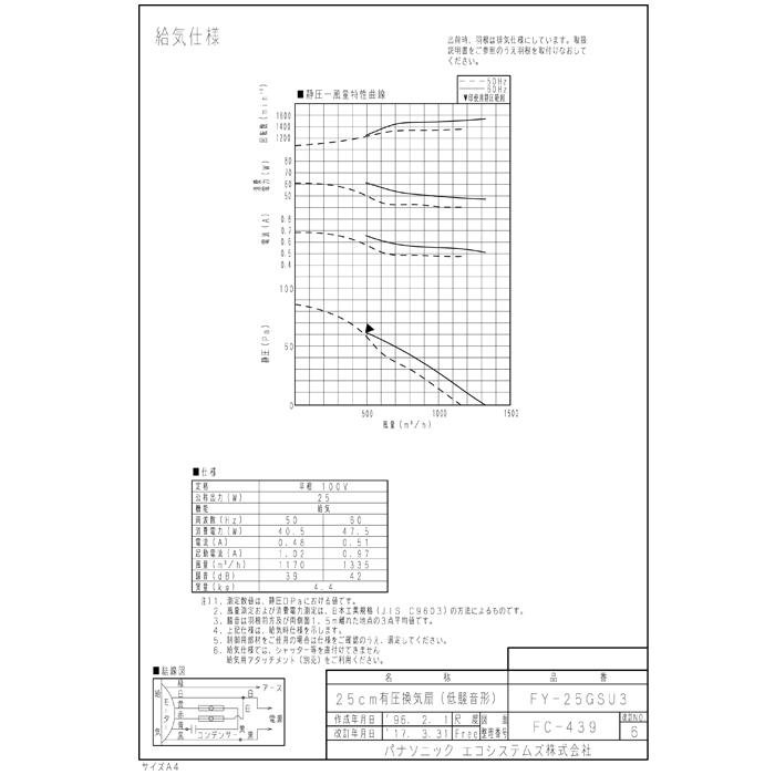 Panasonic パナソニック FY-25GSU3 有圧換気扇 産業用有圧換気扇 Panasonic パナソニック FY-25GSU3 有圧換気扇 産業用有圧換気扇