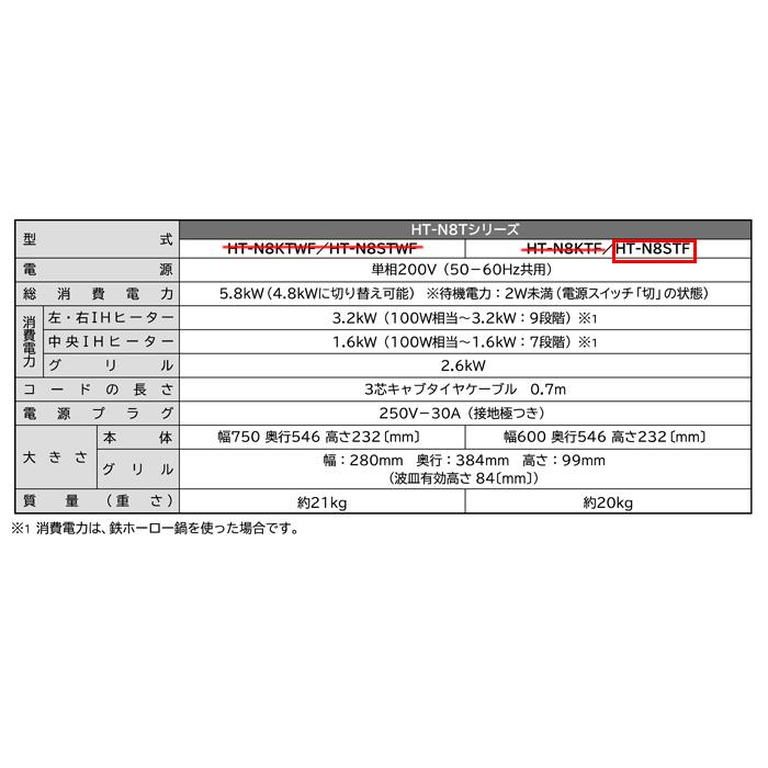 日立 HT-N8STF-S IHクッキングヒーター 火加減マイスター N8T 日立 HT-N8STF-S IHクッキングヒーター 火加減マイスター N8T