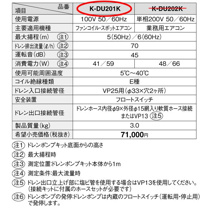 オーケー器材 K-DU201K ドレンポンプキット 5/6m 中揚程用 (K オーケー器材 K-DU201K ドレンポンプキット 5/6m 中揚程用 (K