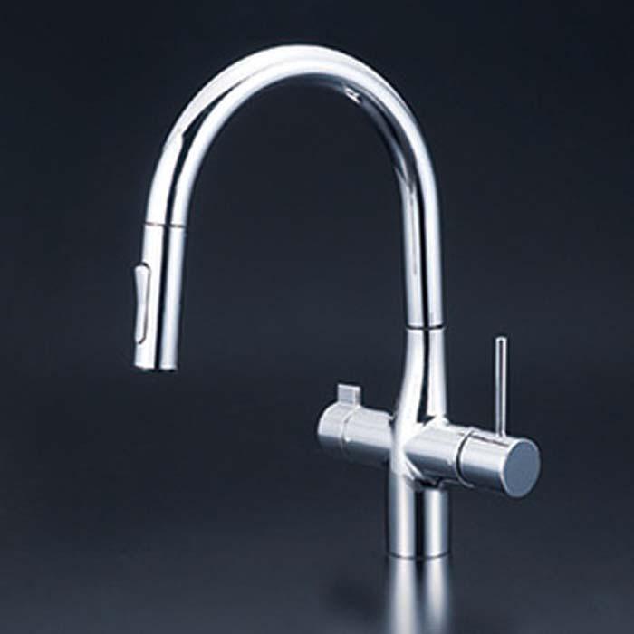 KVK KM6081ECHS ビルトイン浄水器用シングルシャワー付混合栓 撥水(代引不可)